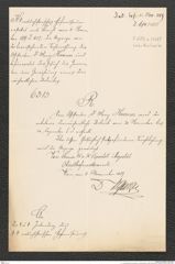 k.k. naturhistorisches Hofmuseum, Intendanzakten 1885-1896 (Hauer), Aktenzahl Z.694.a/1889, Seite 1